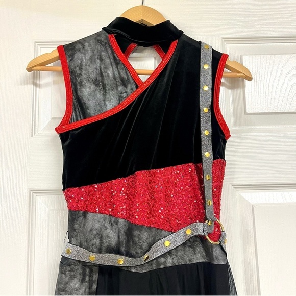 AWISH COME TRUE AWCT Performance Sequin Dramatic Color Guard Dress Dance Size S - Picture 3 of 14